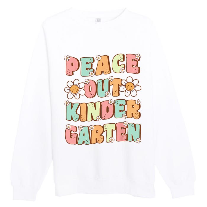 Peace Out Kindergarten Cute Groovy Last Day of Kindergarten Premium Crewneck Sweatshirt