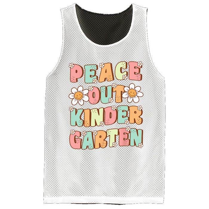 Peace Out Kindergarten Cute Groovy Last Day of Kindergarten Mesh Reversible Basketball Jersey Tank