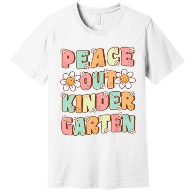 Peace Out Kindergarten Cute Groovy Last Day of Kindergarten Premium T-Shirt