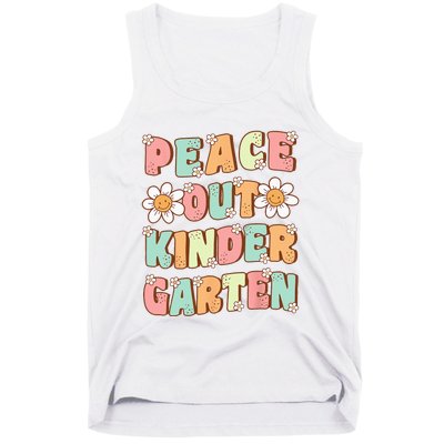 Peace Out Kindergarten Cute Groovy Last Day of Kindergarten Tank Top