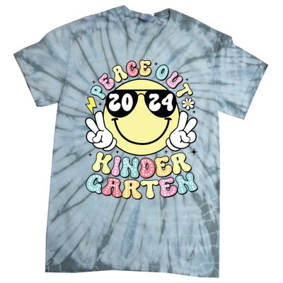 Peace Out Kindergarten Retro Smile Last Day Of School 2024 Tie-Dye T-Shirt