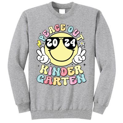 Peace Out Kindergarten Retro Smile Last Day Of School 2024 Tall Sweatshirt