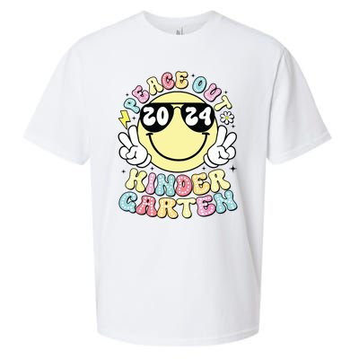 Peace Out Kindergarten Retro Smile Last Day Of School 2024 Sueded Cloud Jersey T-Shirt