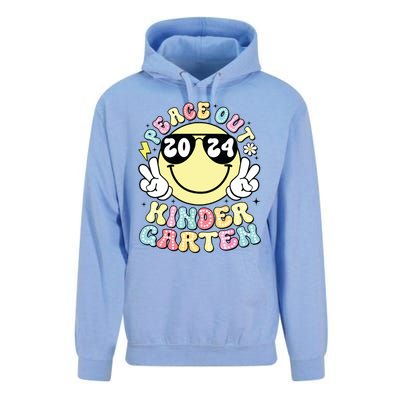 Peace Out Kindergarten Retro Smile Last Day Of School 2024 Unisex Surf Hoodie