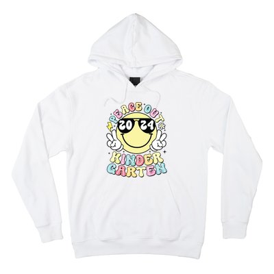 Peace Out Kindergarten Retro Smile Last Day Of School 2024 Hoodie