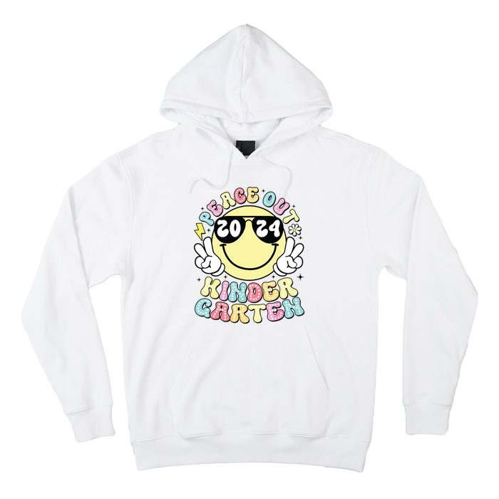 Peace Out Kindergarten Retro Smile Last Day Of School 2024 Hoodie