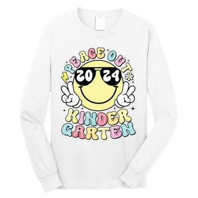 Peace Out Kindergarten Retro Smile Last Day Of School 2024 Long Sleeve Shirt