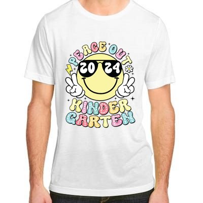 Peace Out Kindergarten Retro Smile Last Day Of School 2024 Adult ChromaSoft Performance T-Shirt