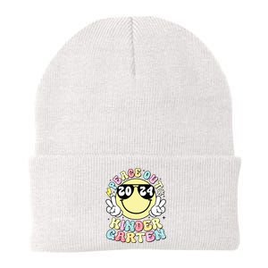 Peace Out Kindergarten Retro Smile Last Day Of School 2024 Knit Cap Winter Beanie