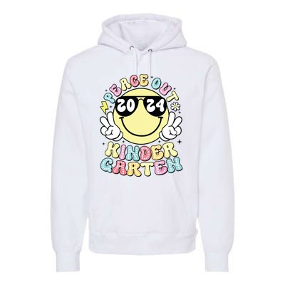 Peace Out Kindergarten Retro Smile Last Day Of School 2024 Premium Hoodie