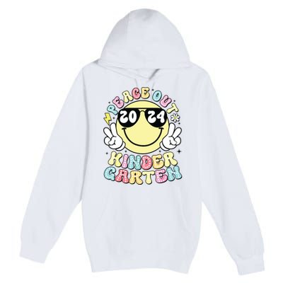 Peace Out Kindergarten Retro Smile Last Day Of School 2024 Premium Pullover Hoodie