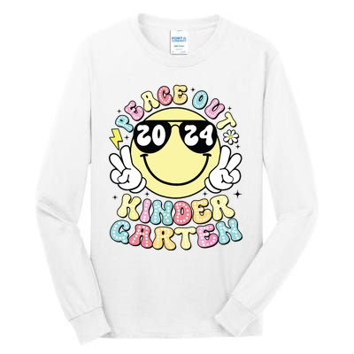 Peace Out Kindergarten Retro Smile Last Day Of School 2024 Tall Long Sleeve T-Shirt