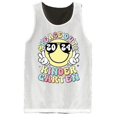 Peace Out Kindergarten Retro Smile Last Day Of School 2024 Mesh Reversible Basketball Jersey Tank