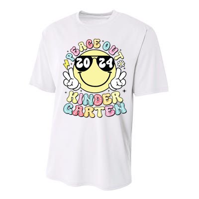 Peace Out Kindergarten Retro Smile Last Day Of School 2024 Performance Sprint T-Shirt