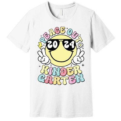 Peace Out Kindergarten Retro Smile Last Day Of School 2024 Premium T-Shirt