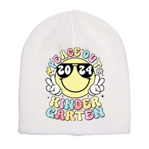 Peace Out Kindergarten Retro Smile Last Day Of School 2024 Short Acrylic Beanie