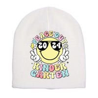 Peace Out Kindergarten Retro Smile Last Day Of School 2024 Short Acrylic Beanie