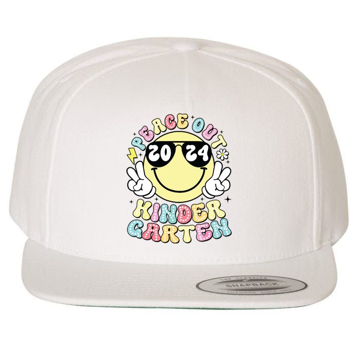 Peace Out Kindergarten Retro Smile Last Day Of School 2024 Wool Snapback Cap