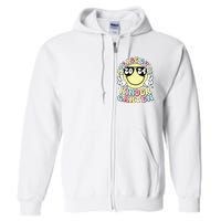 Peace Out Kindergarten Retro Smile Last Day Of School 2024 Full Zip Hoodie