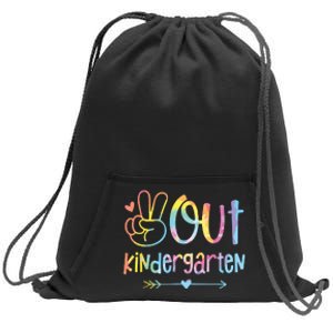 Peace Out Kindergarten Tie Dye Last Day Of School Teacher Sweatshirt Cinch Pack Bag