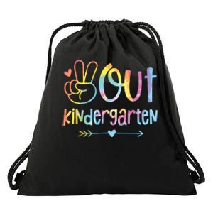 Peace Out Kindergarten Tie Dye Last Day Of School Teacher Drawstring Bag