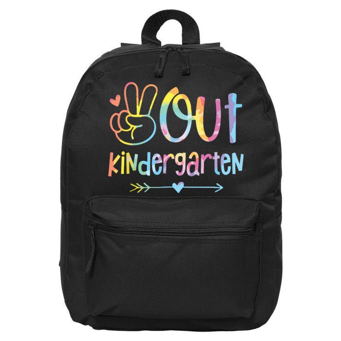 Peace Out Kindergarten Tie Dye Last Day Of School Teacher 16 in Basic Backpack