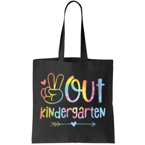 Peace Out Kindergarten Tie Dye Last Day Of School Teacher Tote Bag