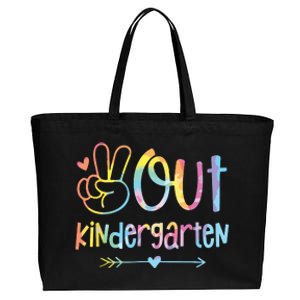 Peace Out Kindergarten Tie Dye Last Day Of School Teacher Cotton Canvas Jumbo Tote