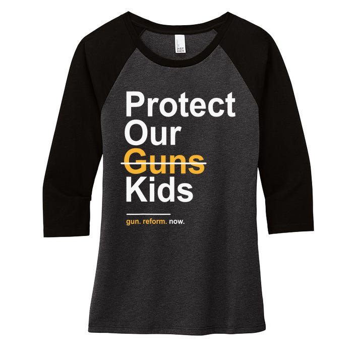 Protect Our Kids Not Guns Gun Control Now End Gun Violence Women's Tri-Blend 3/4-Sleeve Raglan Shirt