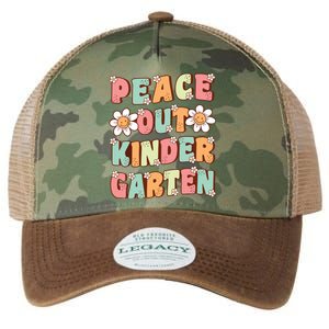 Peace Out Kindergarten Cute Groovy Last Day Of Kindergarten Legacy Tie Dye Trucker Hat