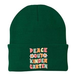 Peace Out Kindergarten Cute Groovy Last Day Of Kindergarten Knit Cap Winter Beanie