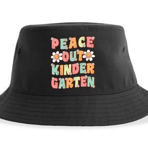 Peace Out Kindergarten Cute Groovy Last Day Of Kindergarten Sustainable Bucket Hat