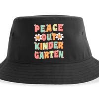 Peace Out Kindergarten Cute Groovy Last Day Of Kindergarten Sustainable Bucket Hat