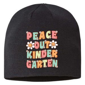 Peace Out Kindergarten Cute Groovy Last Day Of Kindergarten Sustainable Beanie