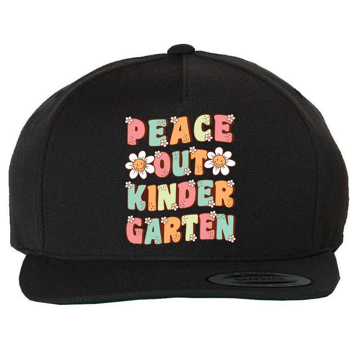 Peace Out Kindergarten Cute Groovy Last Day Of Kindergarten Wool Snapback Cap