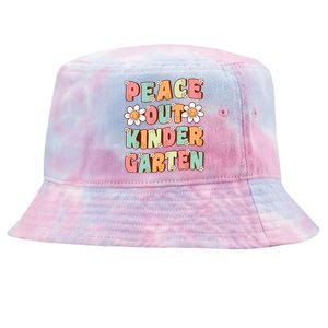 Peace Out Kindergarten Cute Groovy Last Day Of Kindergarten Tie-Dyed Bucket Hat