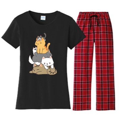 Pile Of Kitty Cats Funny Cute Cat Lover Gift Women's Flannel Pajama Set