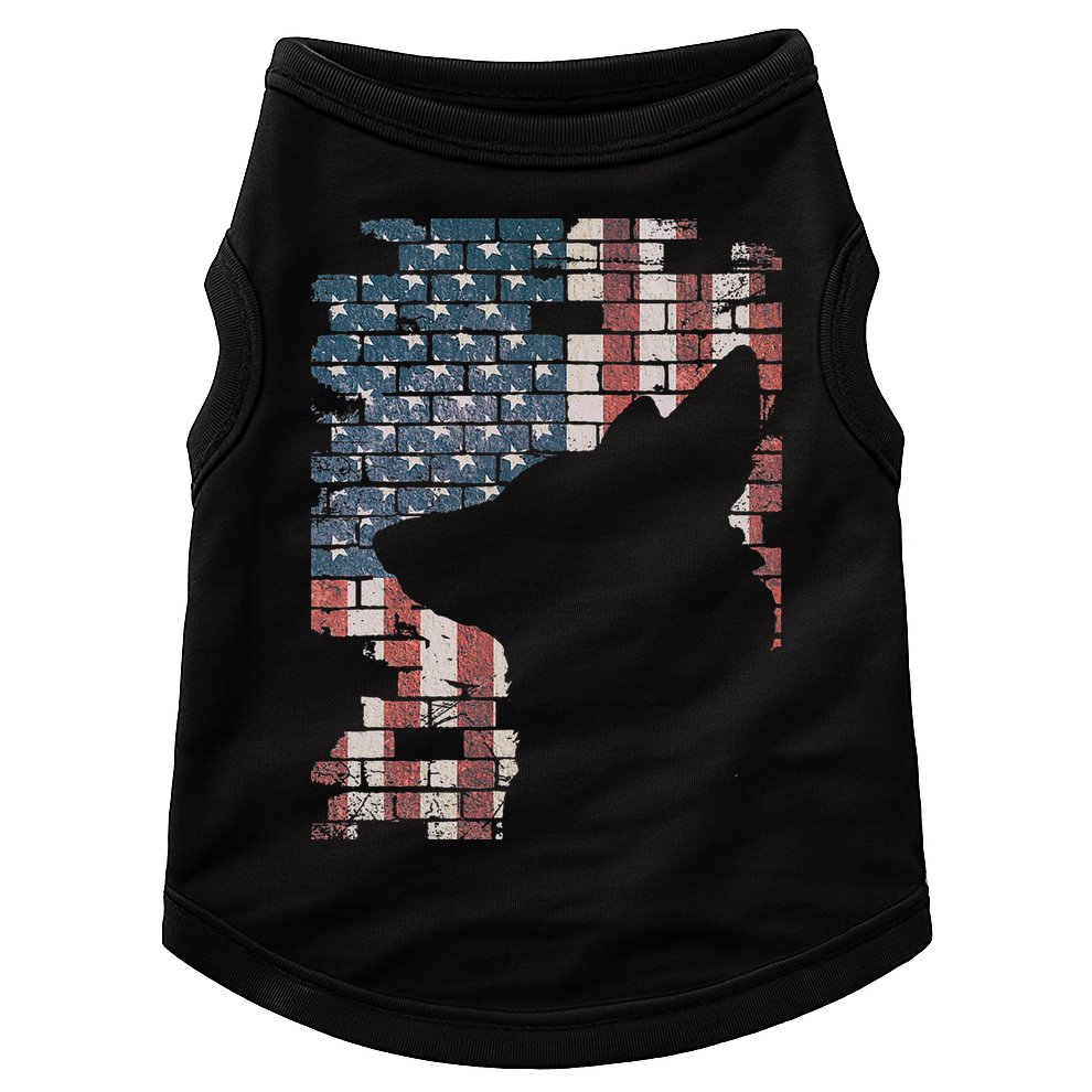 Police Officer K9 Dog Shep PD American Flag Silhouette Print Doggie Tank