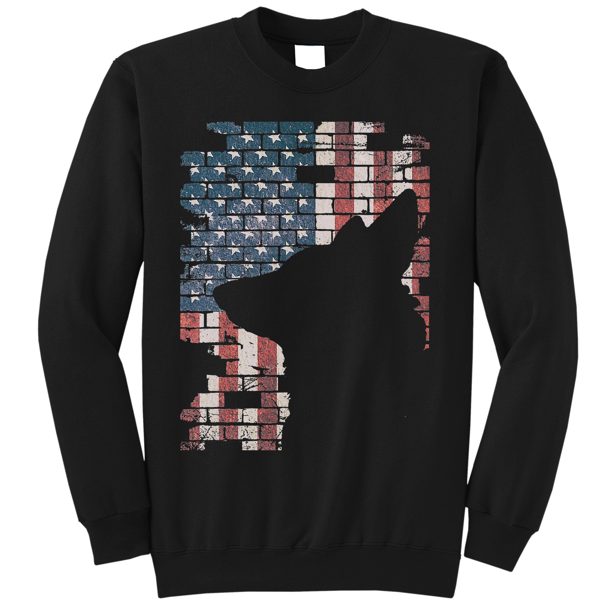 Police Officer K9 Dog Shep PD American Flag Silhouette Print Sweatshirt