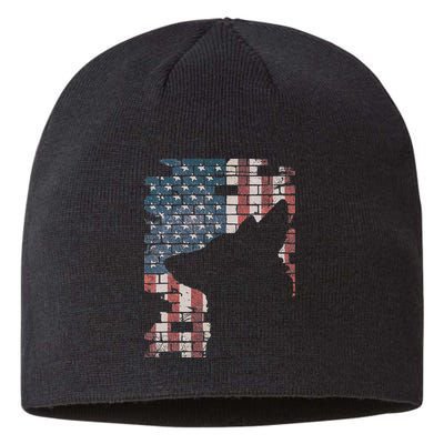 Police Officer K9 Dog Shep PD American Flag Silhouette Print Sustainable Beanie
