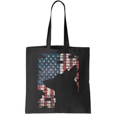 Police Officer K9 Dog Shep PD American Flag Silhouette Print Bag