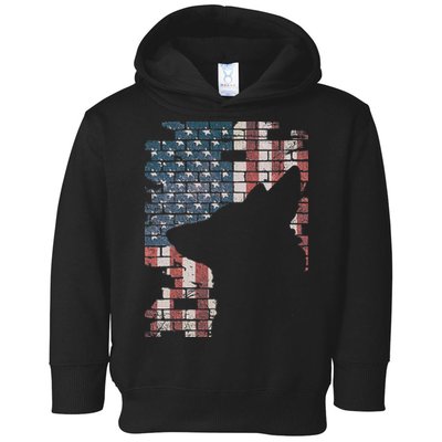 Police Officer K9 Dog Shep PD American Flag Silhouette Print Toddler Hoodie