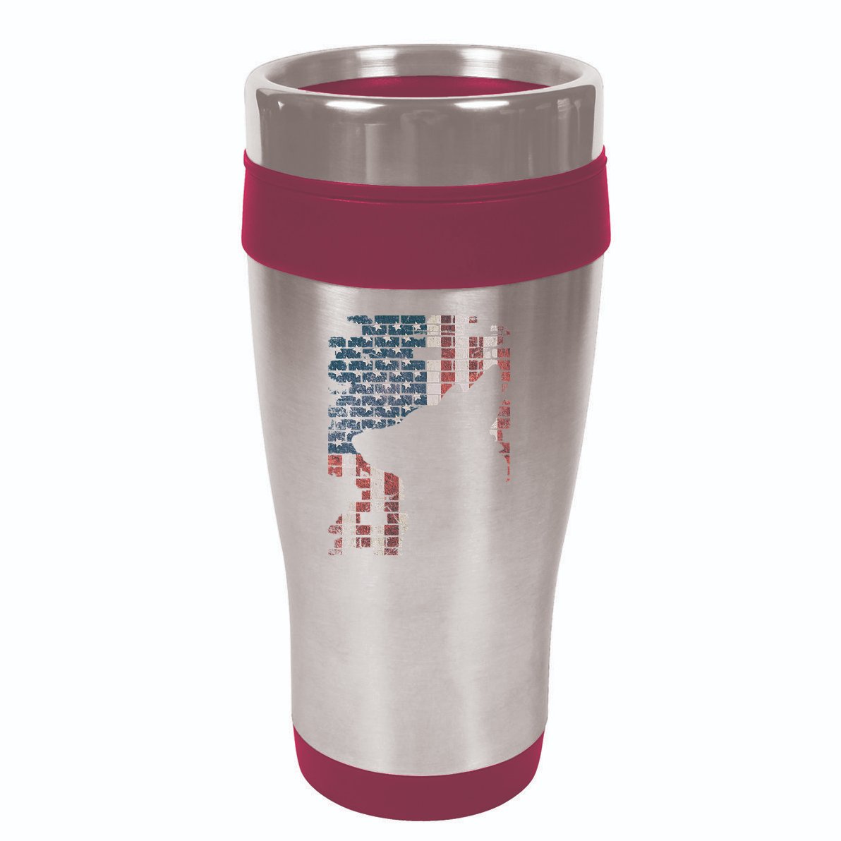 Police Officer K9 Dog Shep PD American Flag Silhouette Print 16oz Travel Tumbler