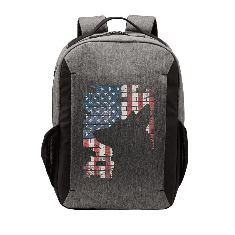 Police Officer K9 Dog Shep PD American Flag Silhouette Print Vector Backpack