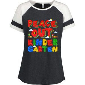 Peace Out Kindergarten Goodbye Kindergarten Hello Summer Gift Enza Ladies Jersey Colorblock Tee