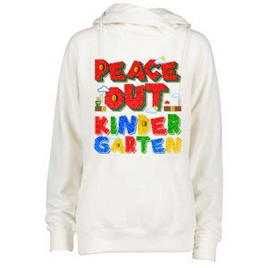 Peace Out Kindergarten Goodbye Kindergarten Hello Summer Gift Womens Funnel Neck Pullover Hood