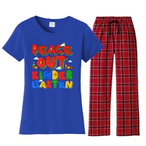 Peace Out Kindergarten Goodbye Kindergarten Hello Summer Gift Women's Flannel Pajama Set