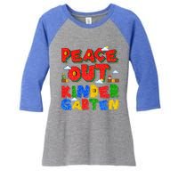 Peace Out Kindergarten Goodbye Kindergarten Hello Summer Gift Women's Tri-Blend 3/4-Sleeve Raglan Shirt