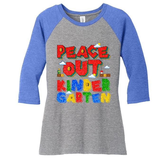 Peace Out Kindergarten Goodbye Kindergarten Hello Summer Gift Women's Tri-Blend 3/4-Sleeve Raglan Shirt