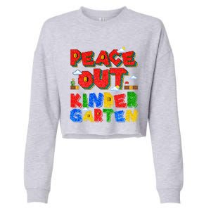 Peace Out Kindergarten Goodbye Kindergarten Hello Summer Gift Cropped Pullover Crew